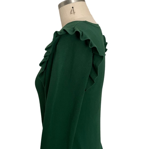 Ann Taylor Green Crew Neck Sweater with Ruffle Detail Size XS - Picture 2 of 8